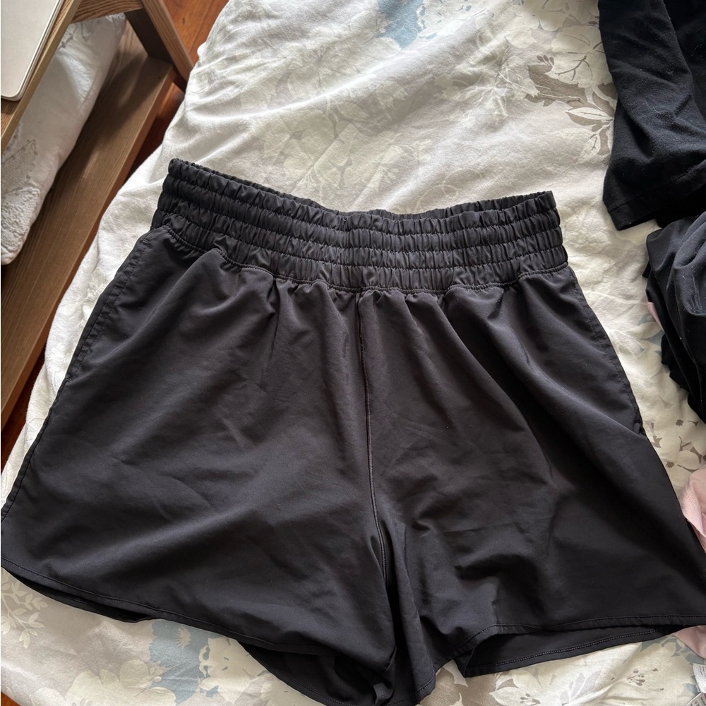 Women's Black Elastic-Waist Shorts
